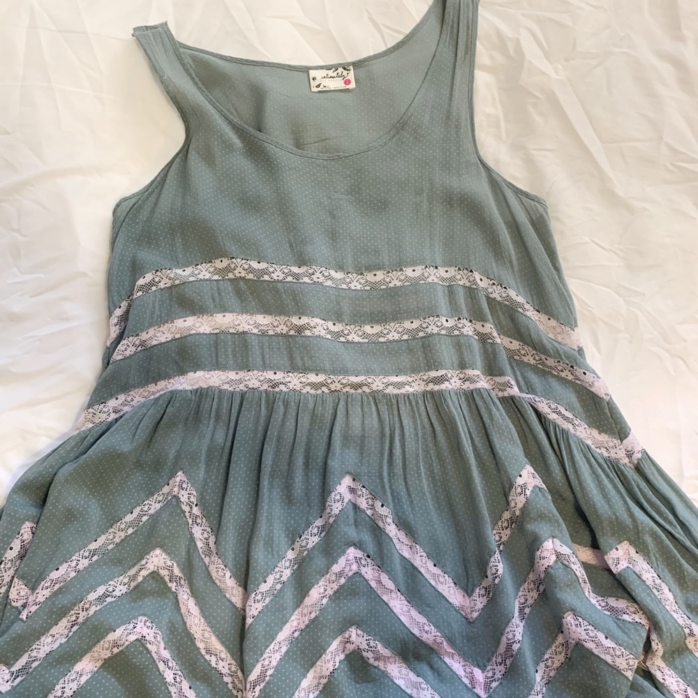 Free people hazy teal trapeze dress - Picture 3 of 5